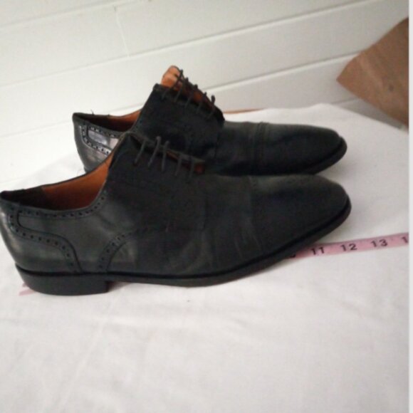 Sandro Moscoloni Men’s Wingtip Oxford Shoes Sz 12 Black Leather Lace Up - Picture 10 of 14